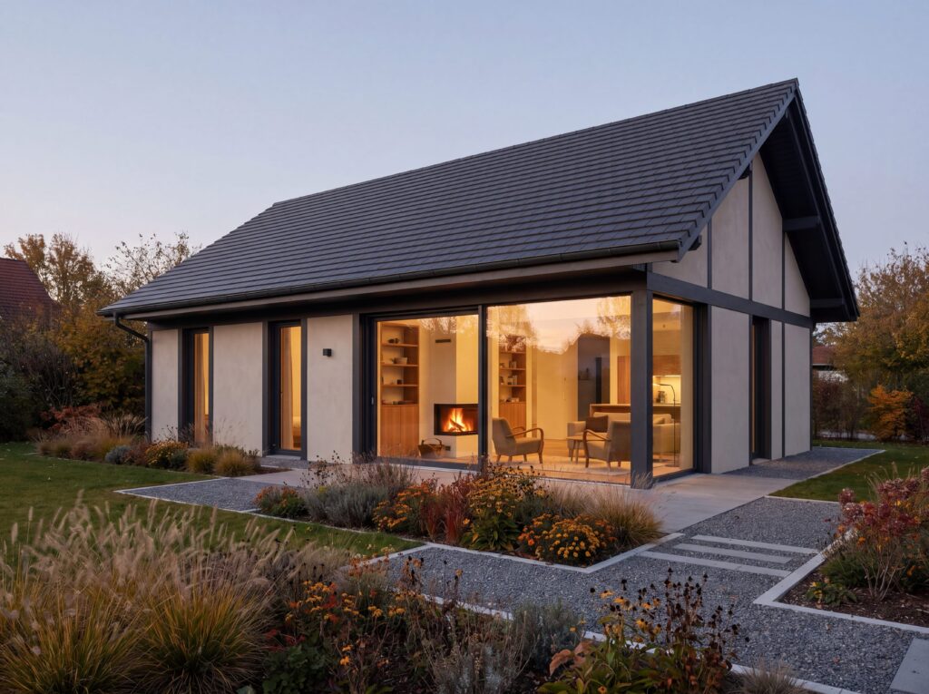 Bungalow DorfModern mit Kaminblick und Glasfront