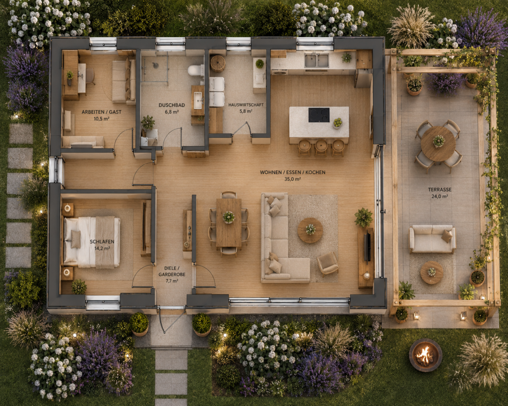 Bungalow-Alveron-Grundriss
