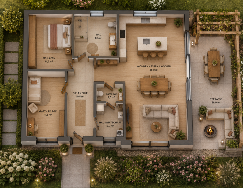 Bungalow-Falkenried-Grundriss
