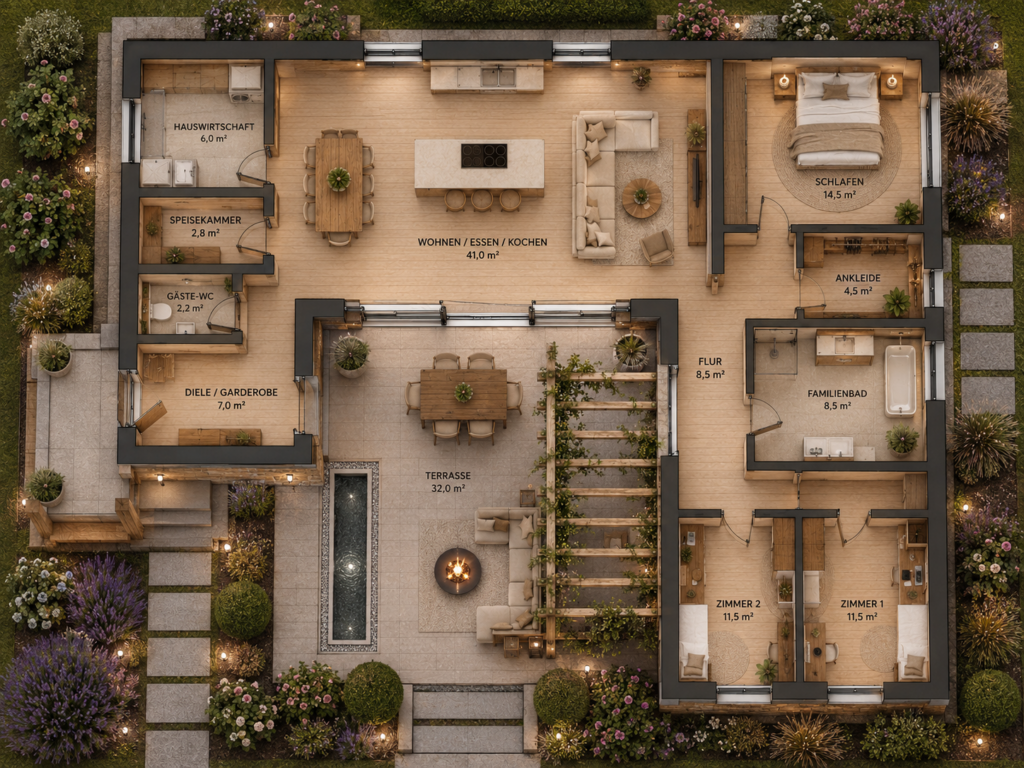 Bungalow-Florenhof-Grundriss