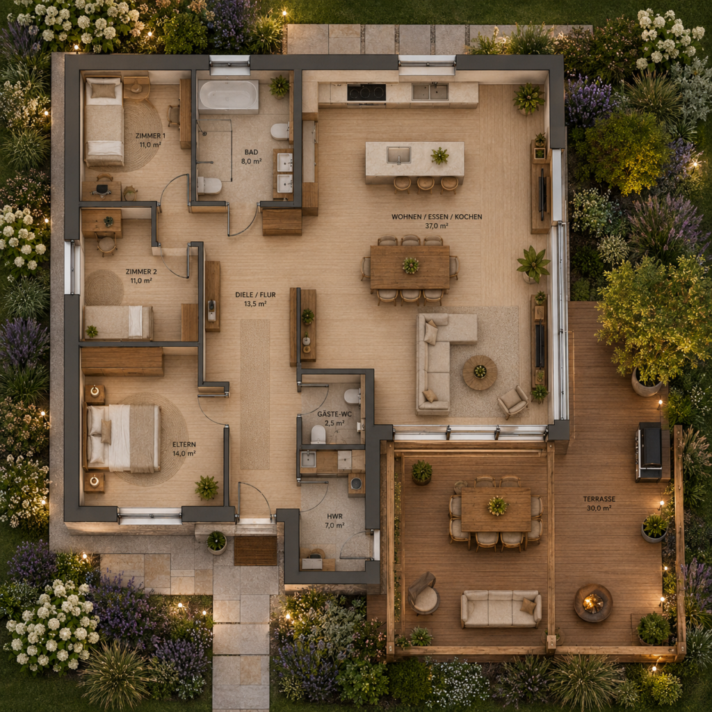 Bungalow-Kronenhain-Grundriss