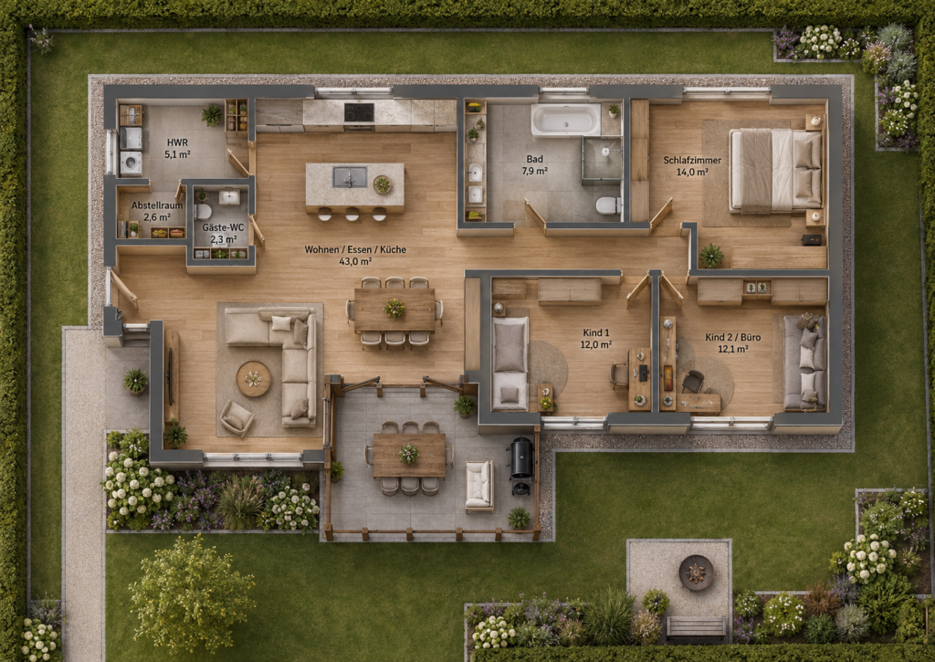 Bungalow-Tervano-Grundriss